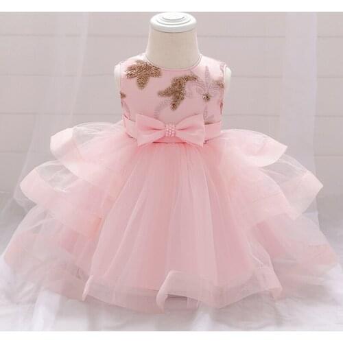 Sequined Beading Christening Princess Toddler Birthday Party Baby Girl Summer Ball Gown Dress Newborn Children Baptism 1 Year