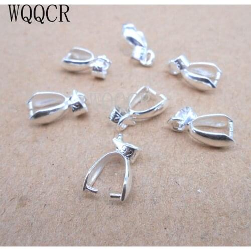 DIY 50PCS Lot Size M 6*14MM Handmade Jewelry Findings 925 Sterling silver Bail Connector Bale Pinch Clasp Pendant