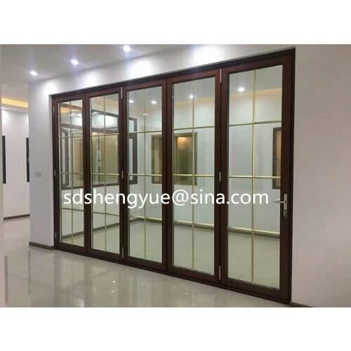 Shengyue manufacture safe aluminum glass folding/ bifold/ bi folding door