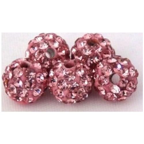 Discount !Pink 10mm 100pcs/pack fashion Rhinestone Pave Disco ball crystal beads for Bracelet wholesale