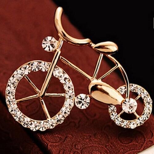 Rhinestone Alloy Enamel Bicycle Brooches For Women And Men Rattan Bike Party Banquet Brooch New Years Gifts