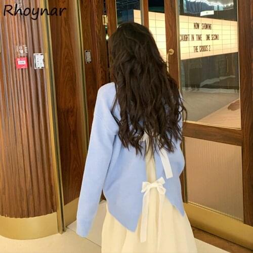 Sweaters Women Pullovers Bow Sweet Girlish Fashion Japanese Style BF Long Sleeve Spring Knitting Female Leisure Chic Loose New