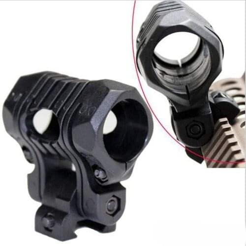Tactical 5 Position Adjustable 1" Flashlight Mount Fits 20mm weaver rail Support Handguard Helmet Picatinny Adapter black DE