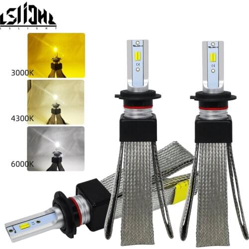 LSlight H11 LED Headlight Bulb Tricolor H4 HI/LO Car Light H1 H3 H7 HB3 9005 HB4 9006 880 3000K 4300K 6000K Auto Fog Lamp 12V