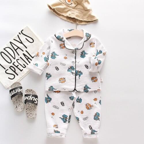 Spring Children Pajamas Set Cotton Yarn Kids Homewear Korean Baby Boys Pijama Casual Girls Sleepwear Set Long Sleeve Tracksuit