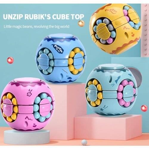 Rotating Magic Bean Fingertip Cube Childrens Finger Gyro Magic Disk Educational Round Puzzles Cube Toy