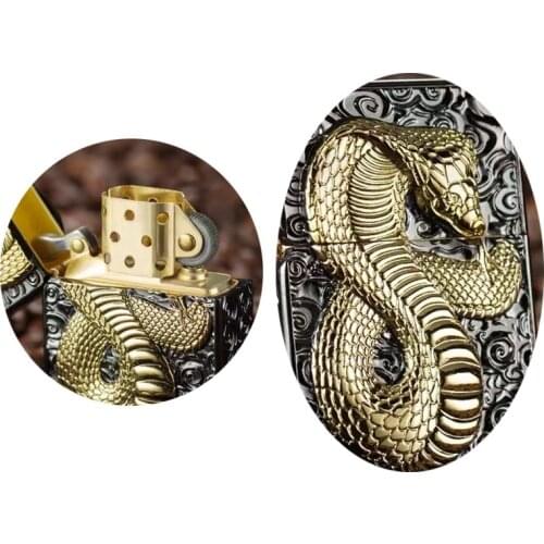 Lighter heavy armor snake windproof kerosene gift for men lighters smoking