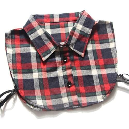 Cotton woolen plaid shirt fake collar decorated women false collar decoration shirt bead collier femme fashion Sweater