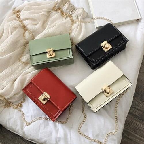 Women Messenger Bag PU Leather Chain Satchels Soild Color Cell Phone Pockets Female Small Handbag Fashion Popular Women Bag