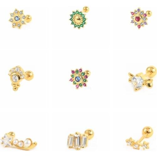 BOAKO 1pcs 2021 Trend 925 Sterling Silver Diamond Earrings For Women Simple Crystal Stud Earrings Piercing Pendientes Mom Gift