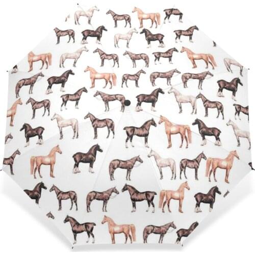 2017 Cool Horses Pattern Automatic Umbrella Men Rain Women Brand 3Folding Windproof Umbrella High Quality Parasol