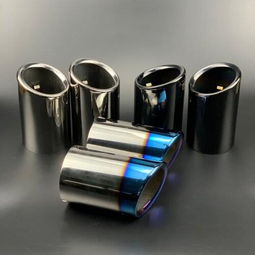 1 Pair Stainless Steel Car Exhaust Straight Tail Pipe Tips 80mm Inlet For AUDI A4 A5 A6 Q3 09-16