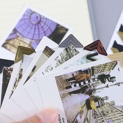 1 Sheets DIY Photo Album Angle Stickers Solid Color Retro Kraft Paper Candy Colors Stationery School Office Home Supplies