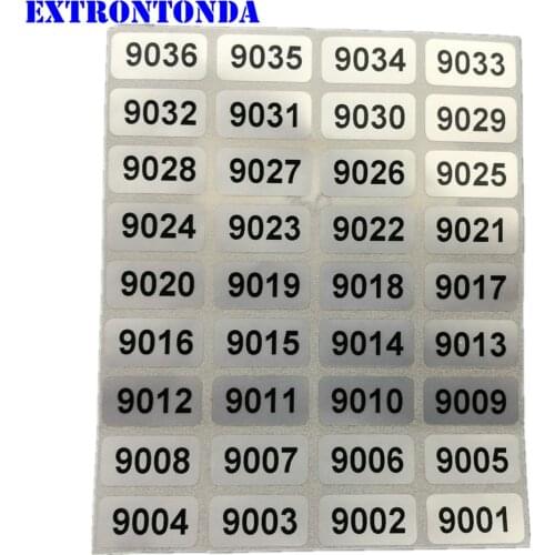 1000pcs Consecutive Number Labels From 9001 to 10000 Inventory Stickers Waterproof 20x10mm Small Size