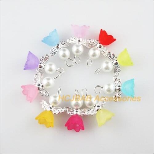 24 New Charms Mixed Dancing Angel Silver Plated Wings Pendants 14x19mm