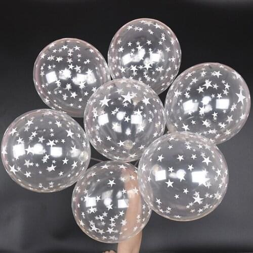 20pcs/lots 12Inch Transparent Star Balloon Print Star Latex Balloons Wholesale Helium Balloon Wedding Birthday Party Decoration