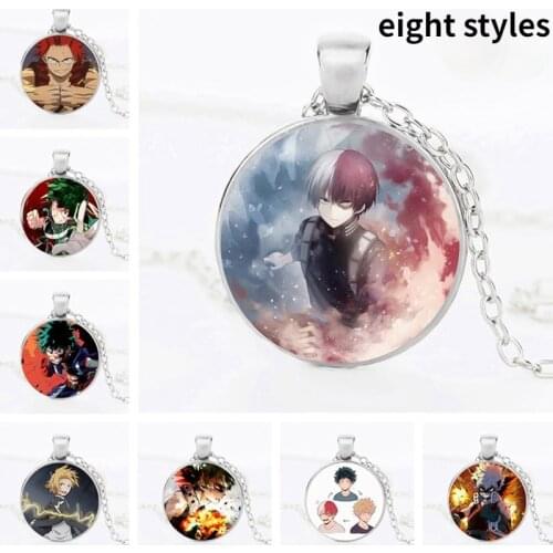 5 pcs/lot Anime My Hero Academia Cartoon Necklace Acrylic Pendant Black Chain Cosplay Party Accessories Otaku Gift for Unisex