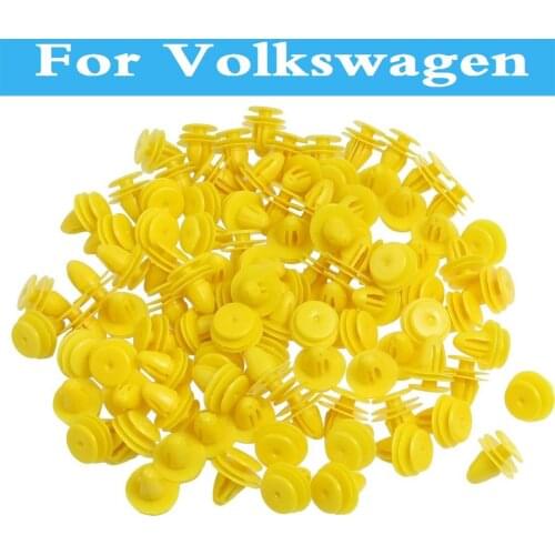 50pcs Yellow Plastic Rivets Retainer Car Styling Door Trim Clips For Volkswagen Fox Golf Gti Beetle Bora Eos Golf Plus Golf R