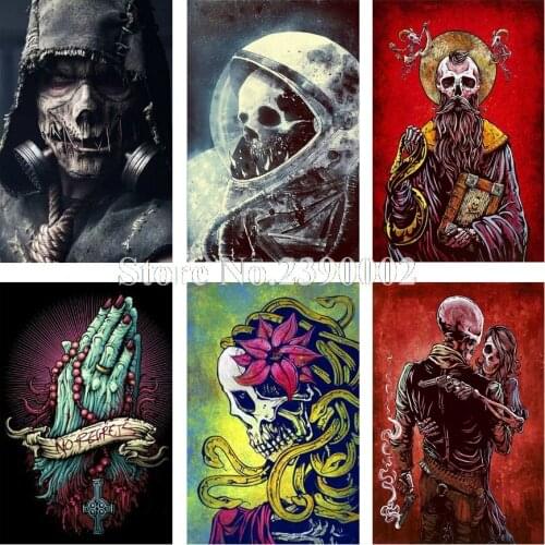 5D DIY Diamond Painting Skeleton Astronaut Embroidery Full Diamond Cross Stitch Skull Rhinestone Mosaic Painting Home Decor Gift