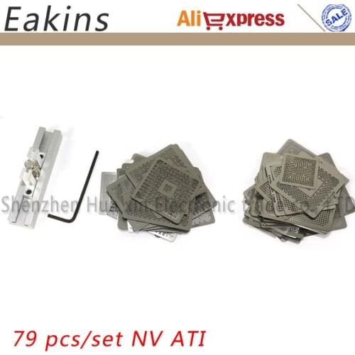 79pcs/set Nvidia/ATI Chip Heating Stencil BGA Reball Soldering Templates Tool BGA Reballing Stencil+BGA Stand/Holder