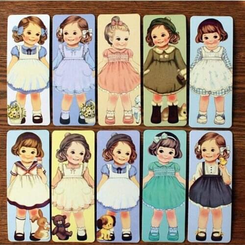 8packs/lot Retro kawaii doll Bookmark Cartoon Cute moppet book marks paper stationery gift office school supplies G107