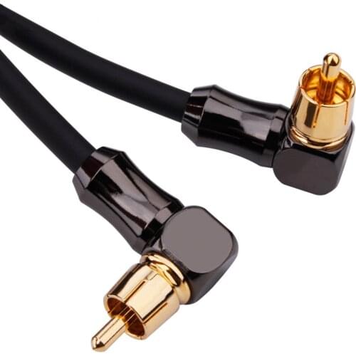Speaker Audio Cable 90 Degree OFC Shielded Wire 2RCA Male To 2RCA Male AUX Cable For Home Theater Projector Amplifier