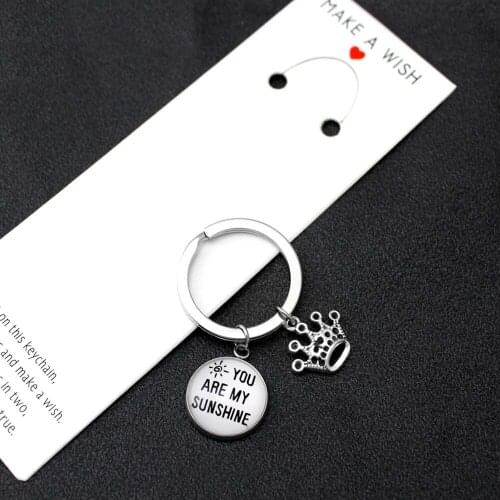 You Are My Sunshine Imperial Crown Keychains Moon Keychain Key Chains Keyring Women Men Unisex Jewelry Best Friends Lover Gift