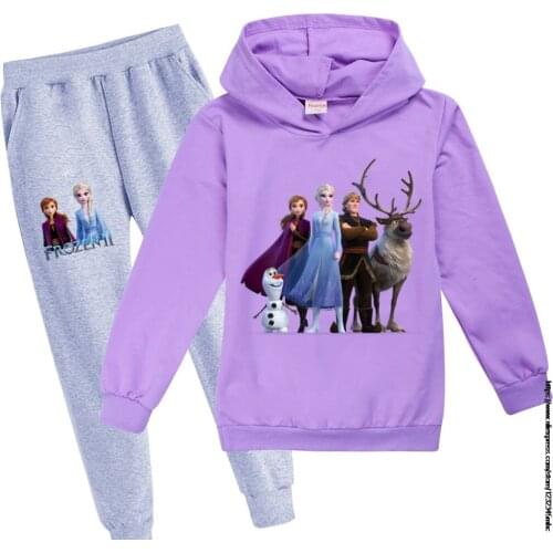 Baby Girls Cute Frozen Elsa Hoodies Pants Suit Cartoon Childrens Clothing Sweatshirts Casual Fashion Pullover Jogging Pant