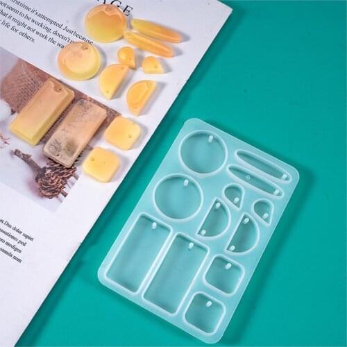 Doreen Box White Silicone Resin Mold For Jewelry Making Earrings Pendants Geometric Round Water Drop DIY Jewelry 12cm x 8cm,1PC