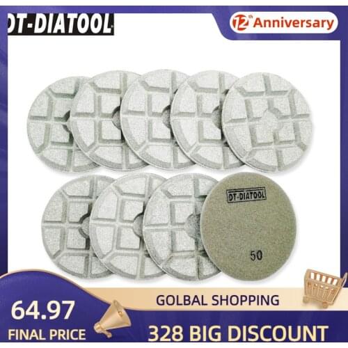 DT-DIATOOL 9pcs/set Dia 4inch/100mm Diamond Resin Bond Concrete Polishing Pads Floor Repairing Sanding Discs Grinding Pads