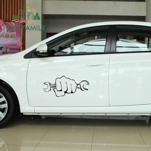 EARLFAMILY 2x Industrious Workers Trying To Carve Grip Wrench Art Car Sticker Wall Truck Kayak Car Styling Vinyl Decal