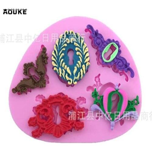 European Wreath Pattern Picture Frame Shape Fondant Cake Silicone Mold Chocolate Pastry Mould Cake Decoration DIY Baking Tools