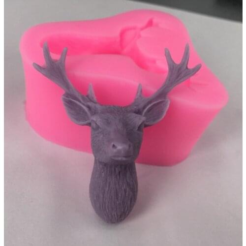 Elk Head Shape DIY Fondant Silicone Mold Chocolate Candy Decorating Mould Plaster Soap Molds Supplies Cake Baking Tool