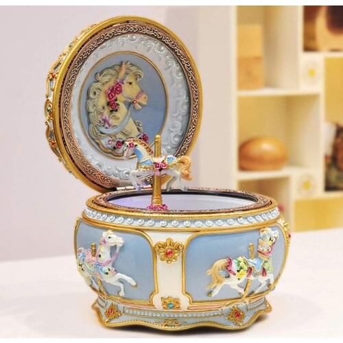 HOT SALE Carousel Music Box with Sound Control LED Flash Lights Birthday Valentines Day Gifts for Girl Friend Kids