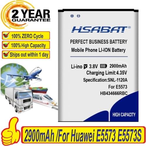 HSABAT 100% New Top Brand 2900mAh Battery for Huawei E5573 E5573S E5573S-32 E5573S-320 E5573S-606 E5573S-806 HB434666RBC