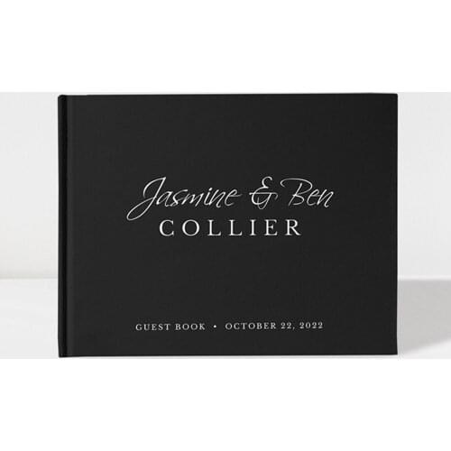 Personalised Wedding Guest Book landscape Guest Book Black and White 100 Pages guestbooks cutom Color Choices Available book