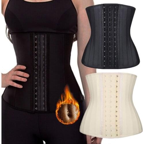 Waist Trainer Cincher Corset Belly Slimming Loss Girdle Bustiers & Corsets 25 Steel Bone Rubber 100% Latex Button Women Sexy