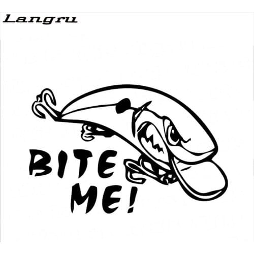 Langru Bite Me Crank Bait Decal Tackle Fishing Outdoor Vinyl Sticker Car Stylings Accessories Decoration Jdm