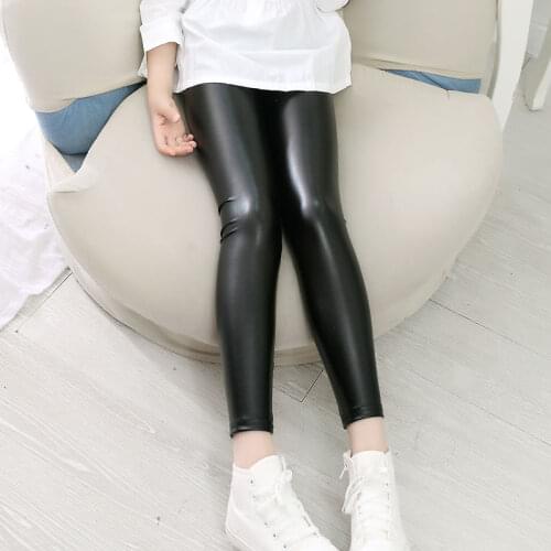 2-12Y Girls Leggings Spring Autumn Kids Skinny Trousers Children Winter Clothing Girl Warm Pencil Pants Black Leather Leggings