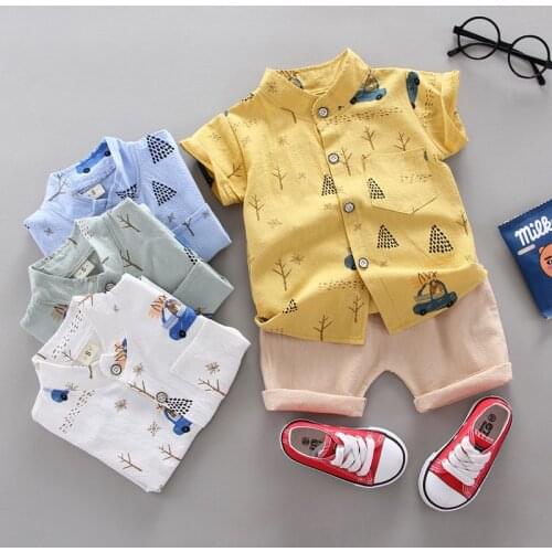 Summer Kids Clothes sets 1-5Y Toddler Baby Boys Clothes Cartoon Dinosaur Print T-shirt Tops+Short Pants Outfits Sets