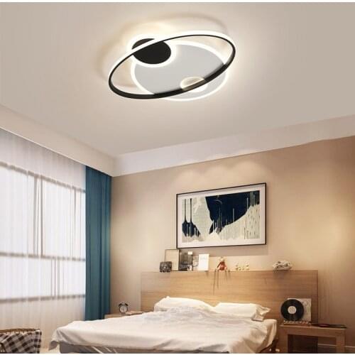 Diameter 40/60CM Minimalist Modern LED Ceiling Light Black+White Hardware+Acrylic Ceiling Lamp Bedroom Studyroom ceiling lights