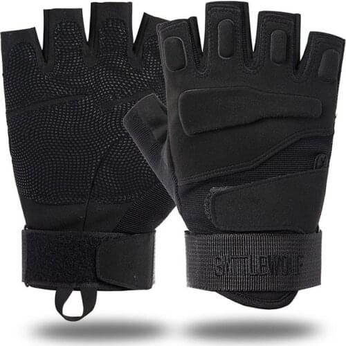 Mens Tactical Gloves Fingerless Sports Fitness Protection Army Military Mittens Black Outdoor Cycling Riding Gloves Men Women