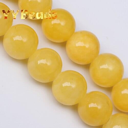 Natural Golden Yellow Jades Beads Yellow Chalcedony Stone 6-12mm Loose Charm Beads For Jewelry Making DIY Bracelet Necklaces 15"