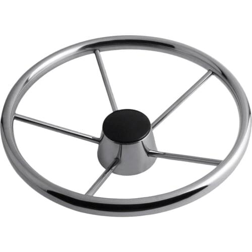 Stainless Marine Pontoon Boat Yacht 5 Spoke 343mm Steering Wheel 25 Degree