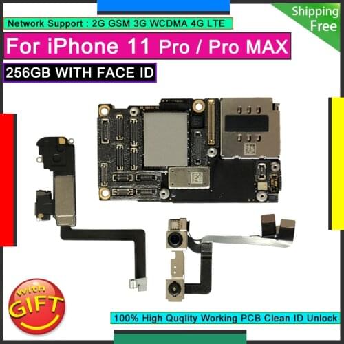 Unlocked Motherboard For iPhone 11 Pro 256GB WITH FACE ID 11 Pro Max Factory Original Mainboard Logic Board Clean iCloud Plate