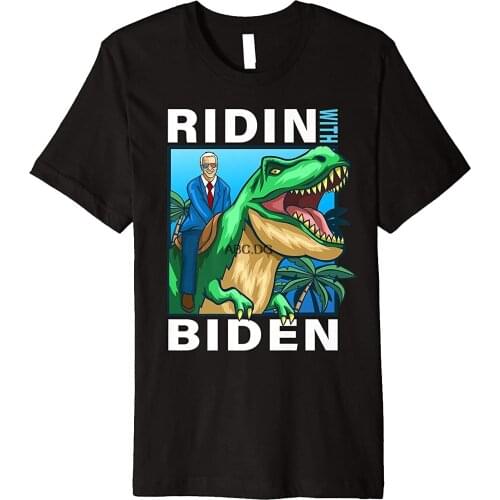Riden with Biden Joe Biden Riding Dinosaur T-Rex Premium T-Shirt