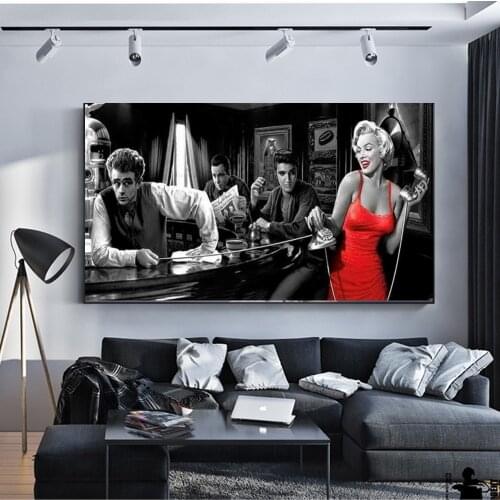 James Dean Marilyn Monroe Elvis Presley Painting Print on Canvas Painting Artwork Pictures Modern Living Room Home Decoration