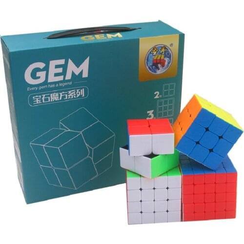Shengshou Gem Bundle 2x2x2 3x3x3 4x4x4 5x5x5 Gem Magic Cubing 4PCS/Set Gift Pack Puzzle Cubo Magico sengso Toy Children Game