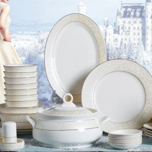 2021 New Simple Dinnerware Combination Household European Dishes Household Tableware Bone China Tableware Dishes Dinnerware Sets