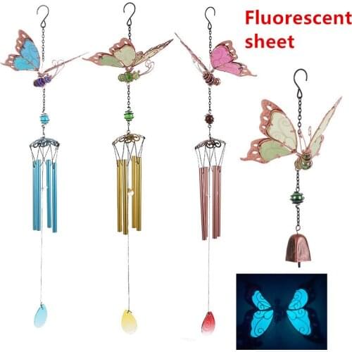 Luminous Butterfly Wind Chimes Acrylic Sheet Fluorescent Ornaments Solar Night Light Crafts Wedding Hanging Decoration Girl Gift